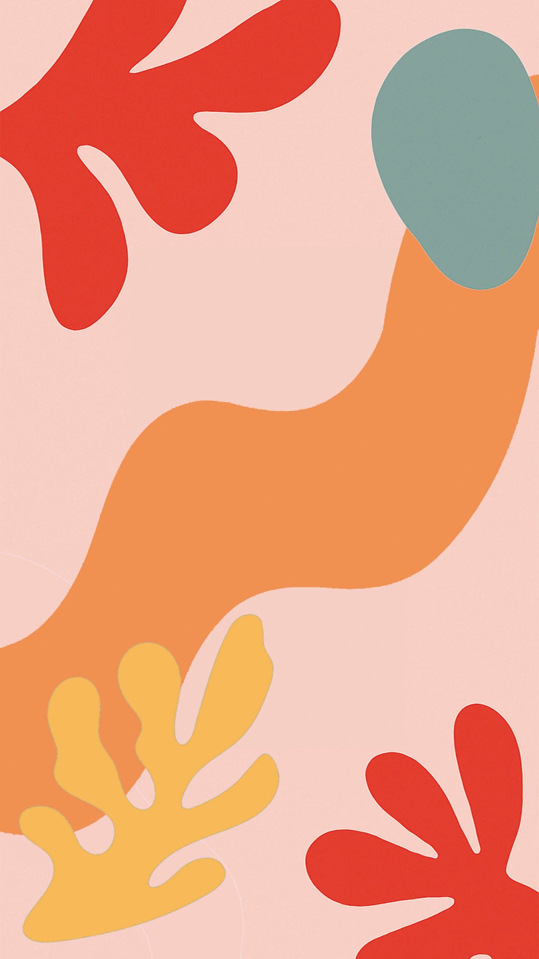 Abstract pattern with colorful shapes on a pink background