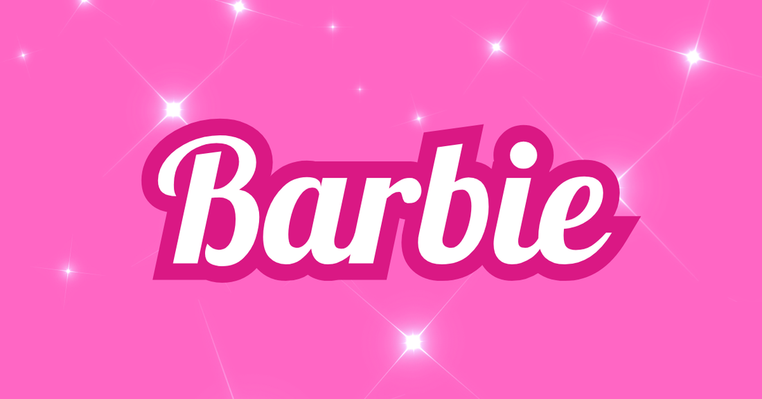 Barbie-inspired text with sparkles on pink background referencing menstrual product upgrade