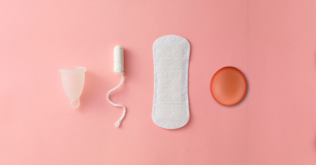 Comparison of menstrual disc, menstrual cup and tampons showing differences in how each period product works