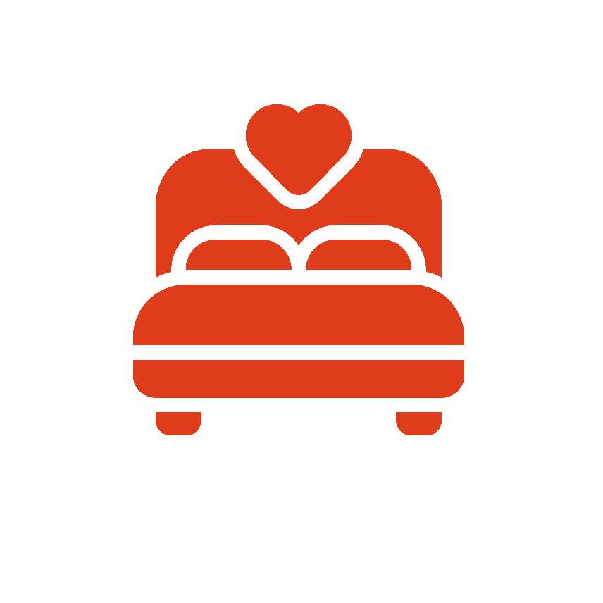 Red bed icon with a heart