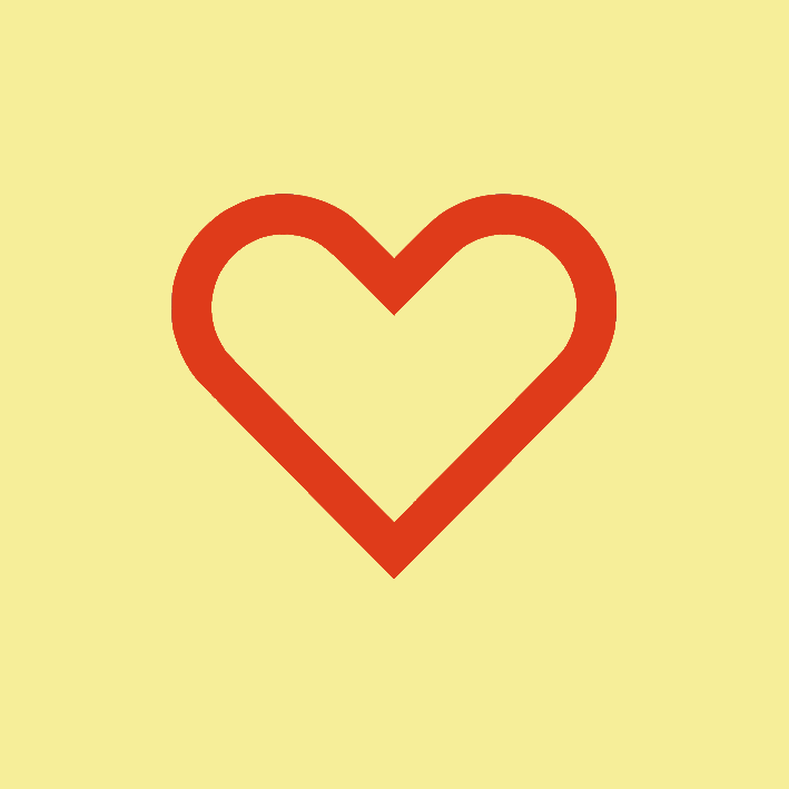 Red heart shape on a yellow background