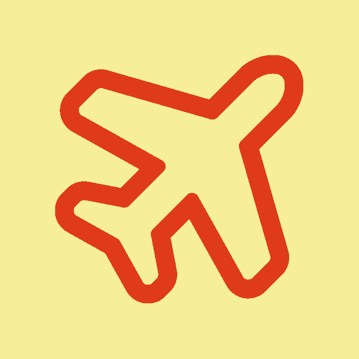 Red airplane icon on a yellow background